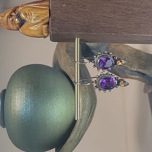 Sterling silver amethyst and cirtine earrings